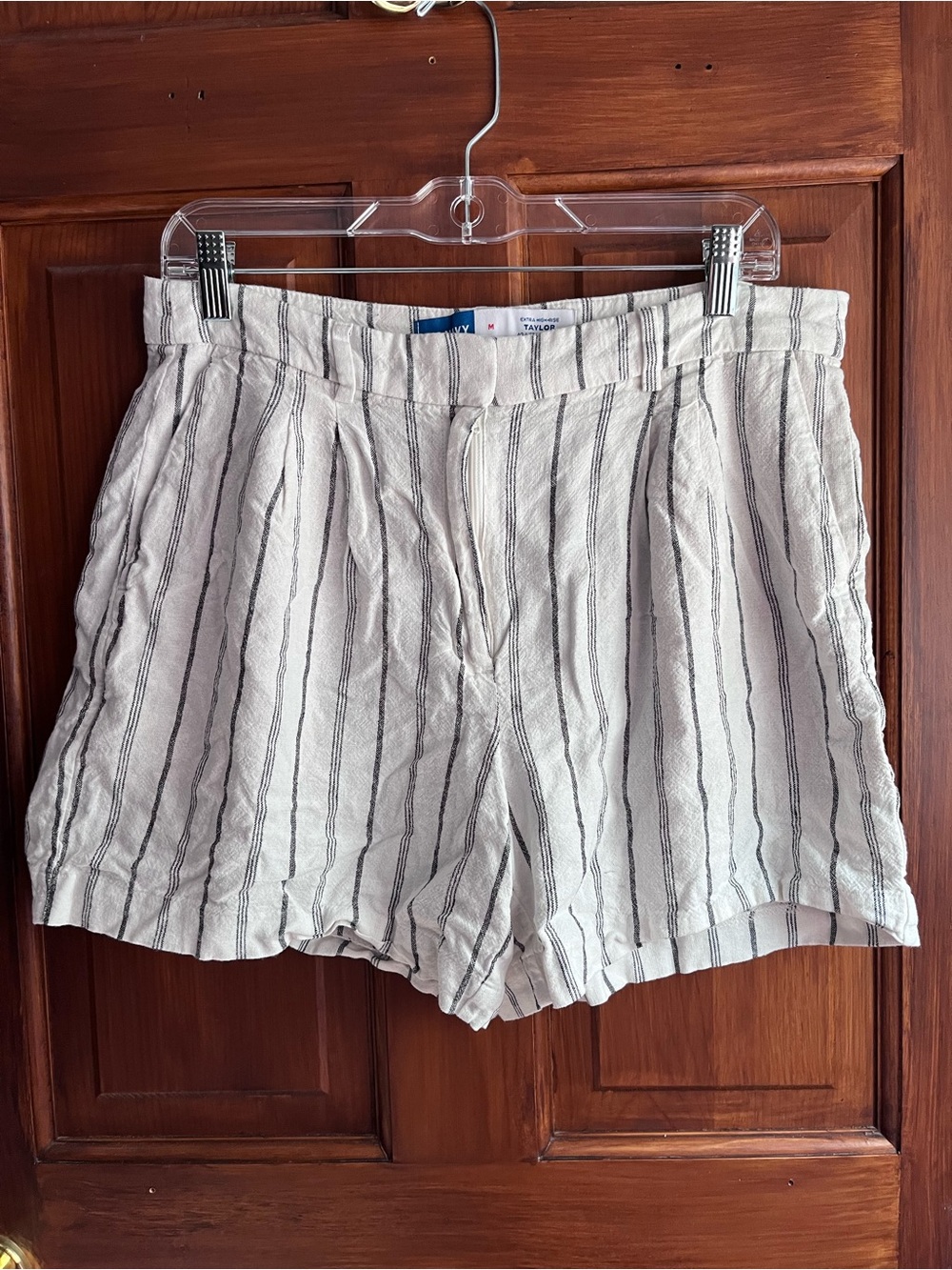 Old Navy White Shorts with Black Vertical Stripes